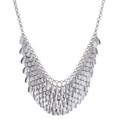 Designer silver textured drop necklace